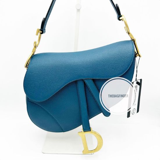 Picture of Dior Saddle Medium Grained Dark Teal Blue