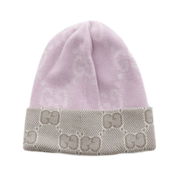 Picture of Gucci GG pattern Beanie Wool Light purple Gray beige