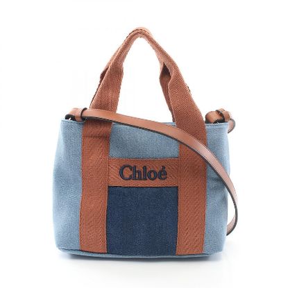 Picture of Chloe Shoulder bag Denim Canvas Leather Blue Multicolor