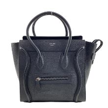 Picture of Celine Luggage Micro Shopper Handbag  Drummed Calf Black