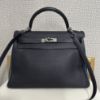 Picture of Hermes Kelly 32 Clemence leather Silver hardware Stamp I Grey blue